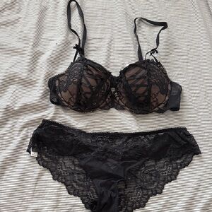Adore Me Black Lace Bra Set